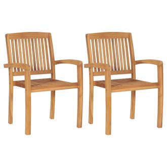 vidaXL Vidaxl - Sillas De Comedor De Jard&iacute;n Apilables 2 Uds Madera Maciza Teca