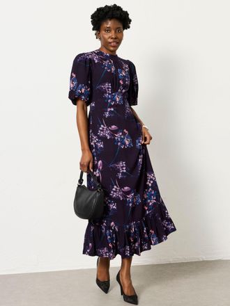 Fat Face FatFace Mila Dark Purple Heritage Floral Regular Midi Dress
