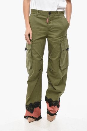 Dsquared2 Pantaloni Cargo Baggy Fit con Inserti in Raso e Pizzo Dsquared2