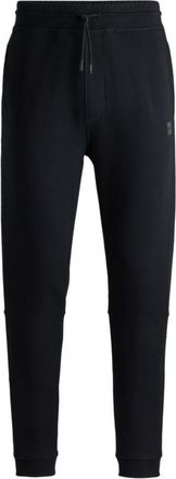 BOSS Cotton-terry tracksuit bottoms with logo patch
