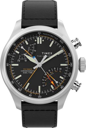 Timex Waterbury Ace Fly-back Mens Black Watch TW2Y70000 Leather - One Size