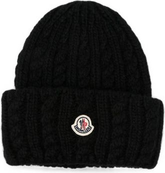 Moncler Black Knitted Beanie Cap