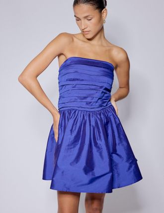 Nobody's Child Electric Blue Satin Bandeau Felicity Mini Dress
