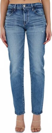 Moussy Mallard Slim Straight Jeans In Dark Blue