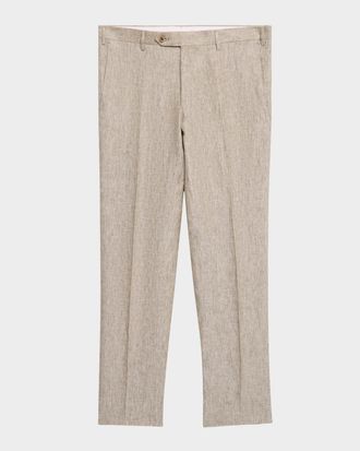 Zanella Men & apos;s Parker Linen Flat-Front Pants