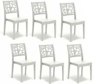 Far Kit 6 sedie interno esterno polipropilene cucina bar ristorante impilabile pranzo bianco teti