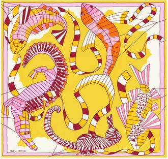 Inou&iuml; Editions Womens Carre 65 Cerfs Scarf In Volants Yellow