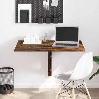 Berkfield Home Folding Wall Table Smoked Oak 100x60x56 cm Engineered Wood in Brown | Size: 100 x 60 x 56 cm