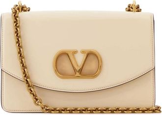 Valentino Garavani Vain Shoulder Bag - Dames - Schoudertassen - Beige - ONE Size - Leer - Tassen