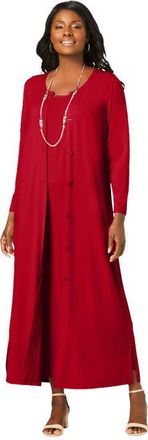 Jessica London 2-Piece Stretch Knit Duster Set in Classic Red at Nordstrom, Size 28
