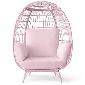Best Choice Products Wicker Egg Chair Oversized Indoor Outdoor Patio Lounger w/ Steel Frame, 440lb Capacity