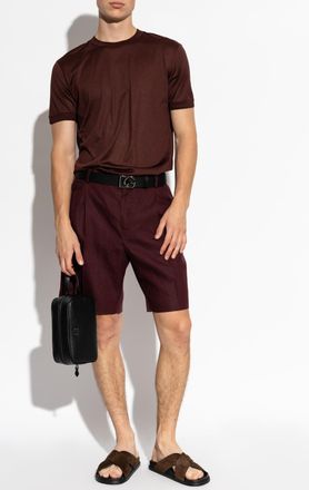Dolce & Gabbana Silk T-shirt With Logo Patch, Mens, Burgundy