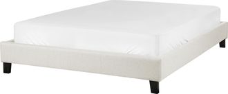 Beliani Cama Con Somier Sin Cabecero Tapizada De Tela De Poli&eacute;ster Beige Claro 140 X 200 Cm Roanne