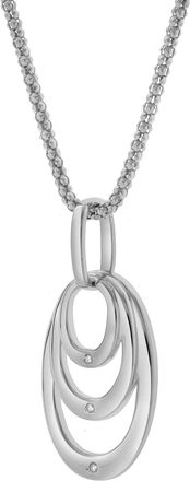 LuvMyJewelry Seraphina Sterling Silver 0.03 Ct Diamond Layered Oval Pendant