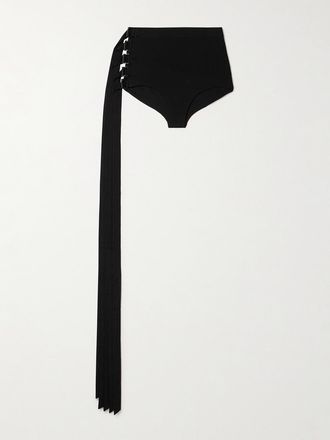 Ann Demeulemeester Shorts In Crêpe Stretch Con Fibbie E Frange Xana - Nero