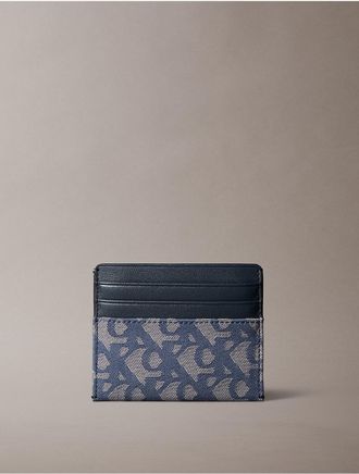 Calvin Klein Womens Allover Monogram Card Case - Blue