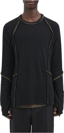 Andrea Ya'aqov Maglia Double Layer - Heren - Ronde hals truien - Zwart - L - Katoen - Truien & Vesten