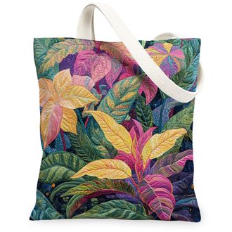 Generic Spring Coleus Flower Canvas Tote Bag for Shopping 13x15, Quilled Style Florals Reusable Grocery Print Bag for Women, Cool Aesthetic Beach Aesthetic Pa