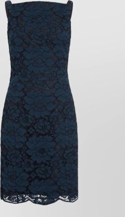 Patou lace dress square neckline sleeveless knee length