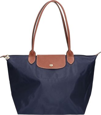 Longchamp Brown Navy Nylon Tote Bag (Pre-Owned)