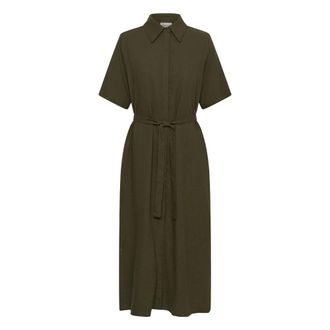 MY ESSENTIAL WARDROBE MWDias SS Boxy Shirtdress - Dames - Jurken - Groen - Maat: S Linnen
