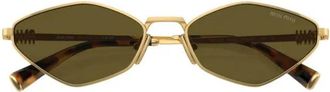 Miu Miu Eyewear SMU56Z5AK09Z Oval Metal Sunglasses - Gold