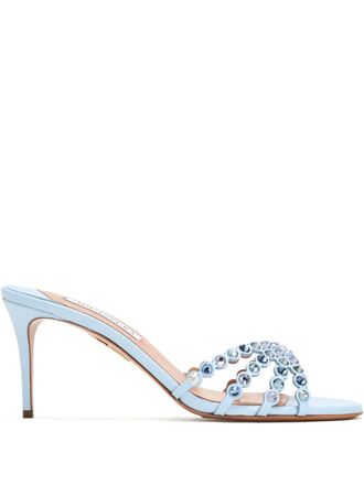 Aquazzura 75mm Tequila crystal-embellished stiletto sandals - Blue