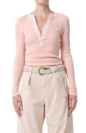 Citizens Of Humanity Drea Waffle Knit Henley in Melon Creme at Nordstrom, Size X-Small