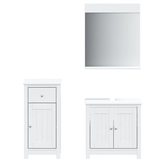vidaXL Juego De Muebles De Ba&ntilde;o Berg 3 Pzas Madera Maciza Pino Blanco Vidaxl