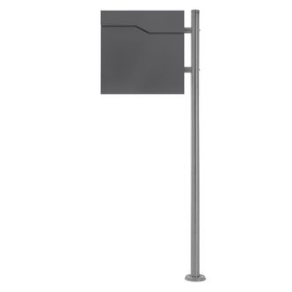 ML Design Ecd Germany Buz&oacute;n De Correo Antracita Con Soporte Plateado Para Cartas Con Compartimento Para Peri&oacute;dico 37x37x11 Cm Acero Inoxidable Con 2 Llaves Sola