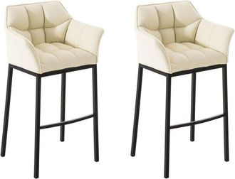 Clp Juego De 2 Taburetes De Bar Damaso Con Tapizado De Cuero Sint&eacute;tico Y Base De Cuatro Patas Crema Negro