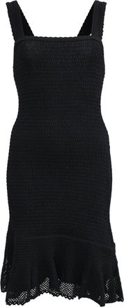 Sandro Sandro Square-Neck Smocked Mini Dress in Black Viscose