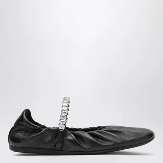 Jimmy Choo London Ballerine Jade in nappa nera con cinturino con cristalli