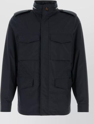 Moorer denver polyester jacket high collar epaulettes