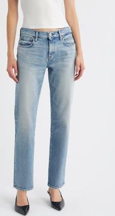 Moussy Vintage Selbyville Slim Straight Leg Jeans in Light Blue at Nordstrom Rack, Size 32