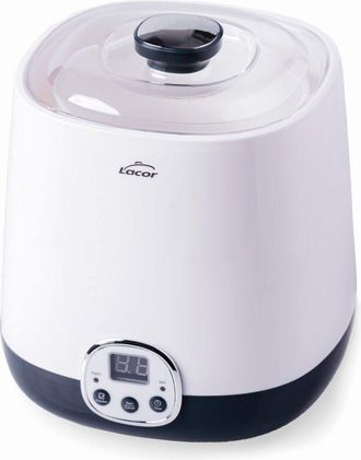 Lacor 69345 - Yogurtiera HerA Supersillenciosa, Ideale per fare Kefir e Yogurt Greco, Contiene Timer 48 ore, Schermo led, Capacit&agrave;: 1L, &oslash; 16.8 x 18.8 cm