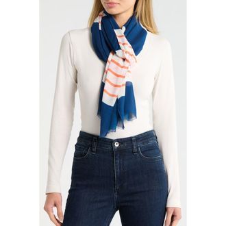 Kate Spade New York Springtime Stripe Oblong Scarf in 416 French Navy at Nordstrom Rack