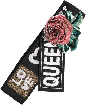 Dolce & Gabbana Black Stretch Multicolor Embellished Waist Womens Belt