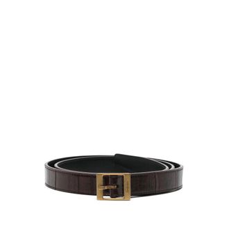 Saint Laurent Brown Logo Buckle Belt