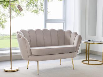 Pascal Morabito Divano 2 posti conchiglia in Velluto Tortora - DANDELION di PASCAL MORABITO