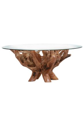 Livetastic Couchtisch, Teakfarben, Holz, Glas, Teakholz, massiv, rund, eckig, 110x46x110 cm, Wohnzimmer, Wohnzimmertische, Couchtische, Couchtische rund