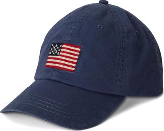 Polo Ralph Lauren Caps, male, Blue, Size: ONE SIZE Cotton Baseball Cap with Flag
