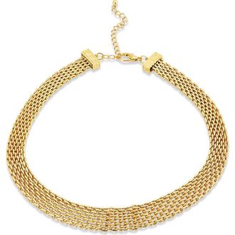 Savvy Cie Jewels Graduated Mesh Greek Key Collar Necklace in Gold at Nordstrom Rack
