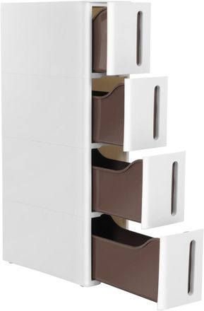 Songmics Carro de 4 niveles de 45 x 17 x 84 cm de color blanco y marr&oacute;n