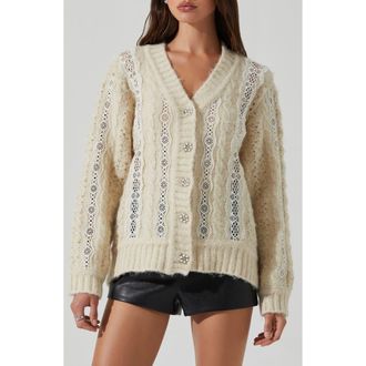 ASTR the Label Nesmarie Lace Cardigan in Cream at Nordstrom Rack, Size X-Large