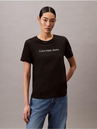 Calvin Klein Jeans Calvin Klein Womens Logo Graphic Relaxed T-Shirt - Black - XS
