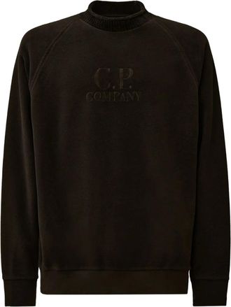 C.P. Company embroidered-logo crew-neck sweater - men - Cotton - 3XL - Black