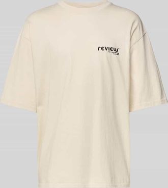 Review T-Shirt mit Label-Print in Ecru, Gr&ouml;&szlig;e XS