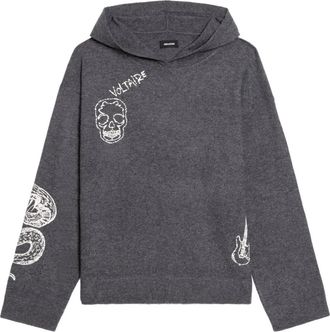 Zadig&Voltaire Malay LC Multipunk graphic hoodie - men - Merino/Cashmere - S - Grey