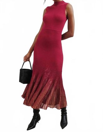 Moon River Shimmer Hem Sweater Dress In Burgundy